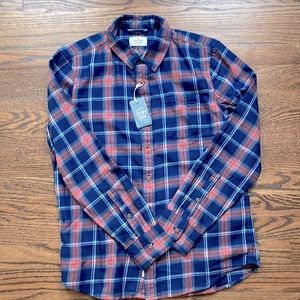 Marine Layer indigo red plaid L/S shirt NWT